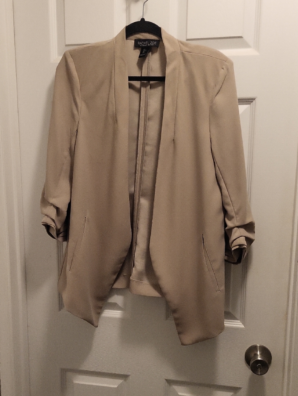 Rachel Zoe Beige Open-Front Draped Blazer